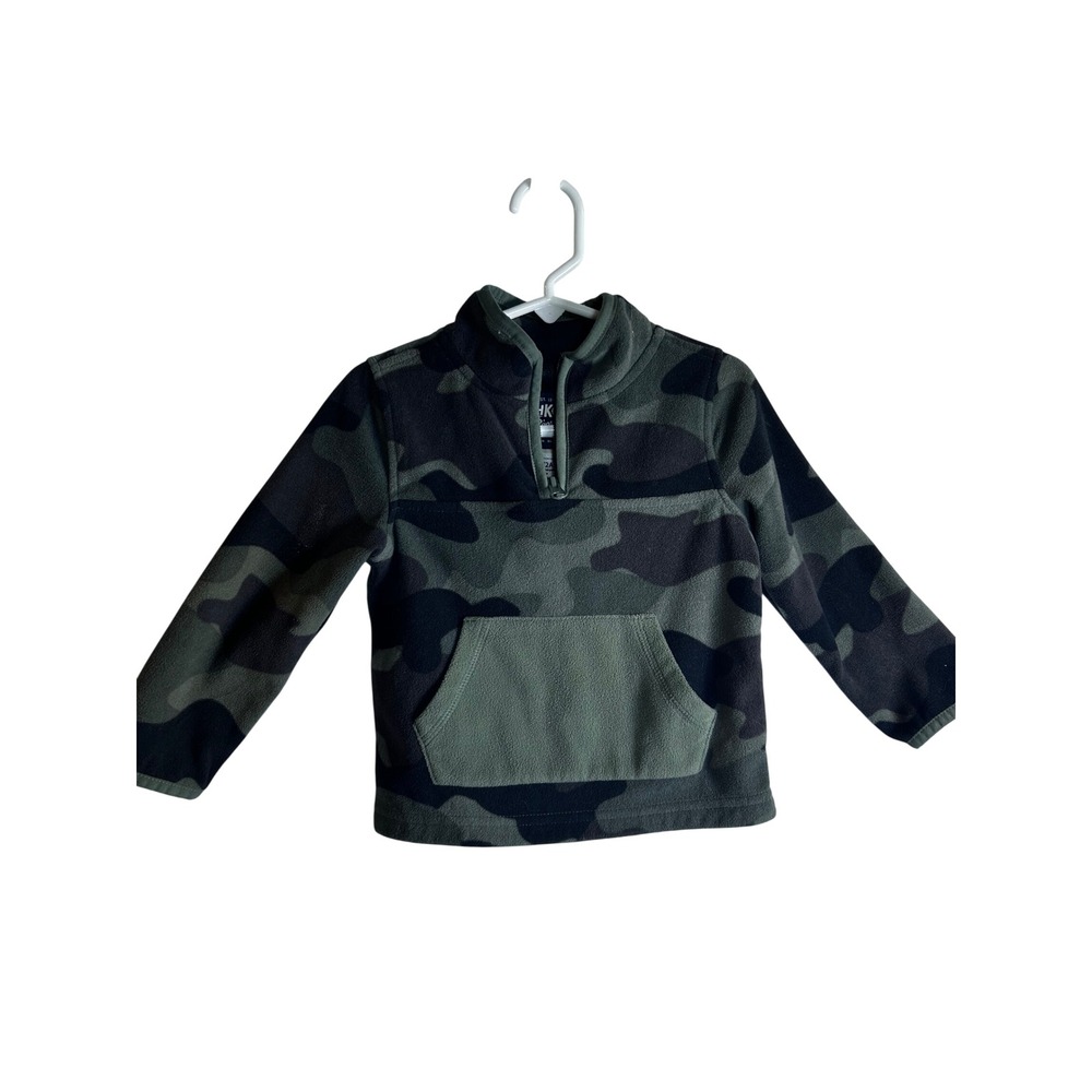 OshKosh B'gosh Fleece Pullover 2T Green Camo Quarter Zip Toddler Boy